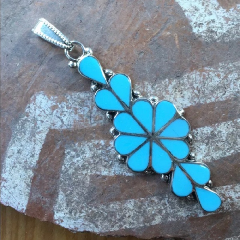 Sleeping Beauty Turquoise Sterling Silver Pendant